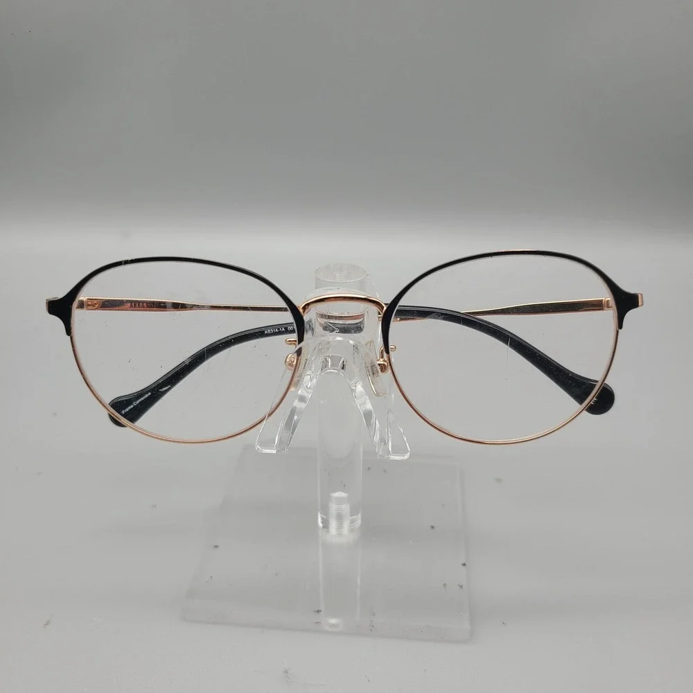 Anna Sui AS314-1A 001 Rose Gold Black Round Heart Detail Eyeglasses 52-19-140